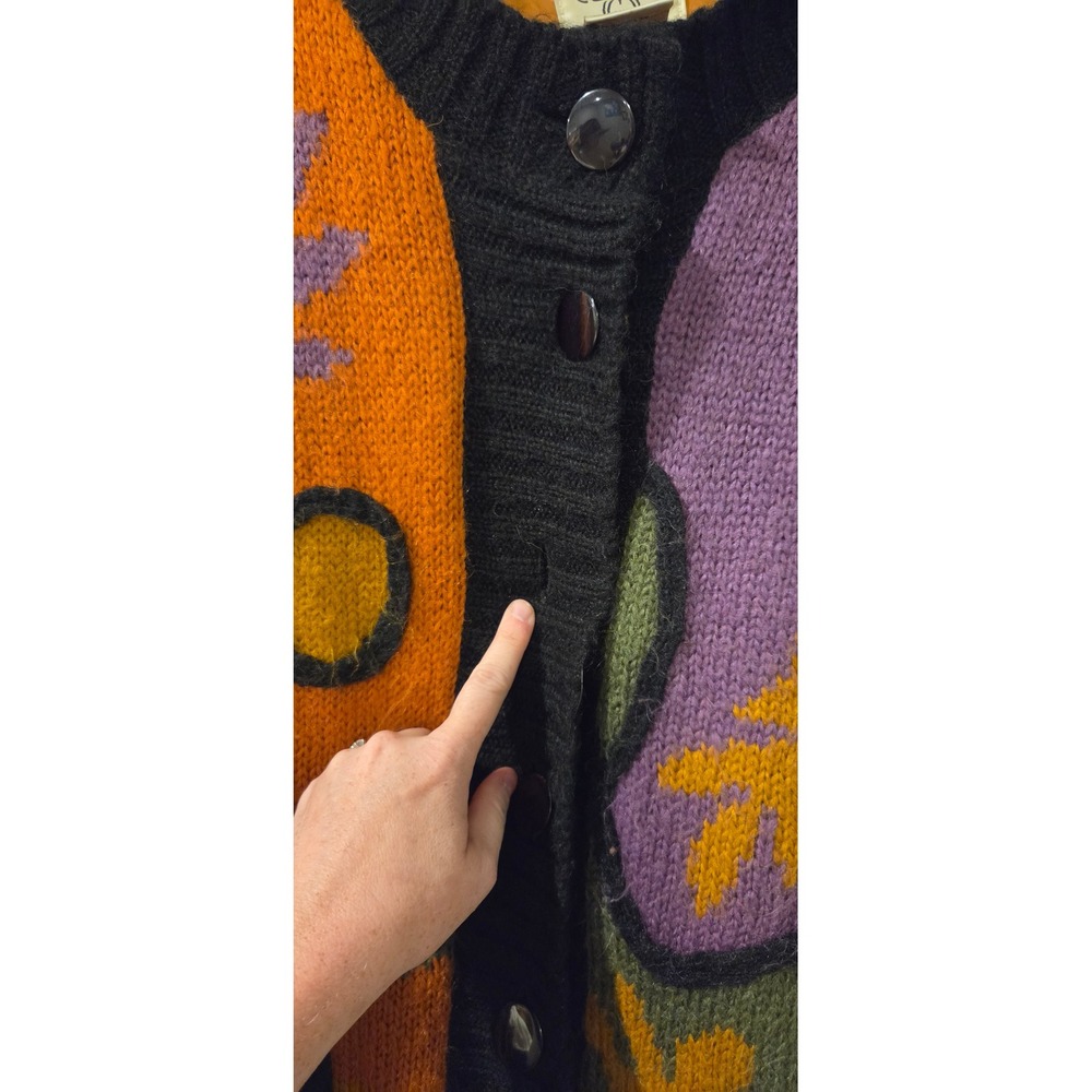 Vintage Cervelle Art Cardigan Sweater M Wool Mohair Abstract Colorblock Grandpa - Picture 3 of 7